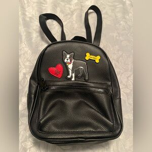 Chic Black Backpack with Dog Design